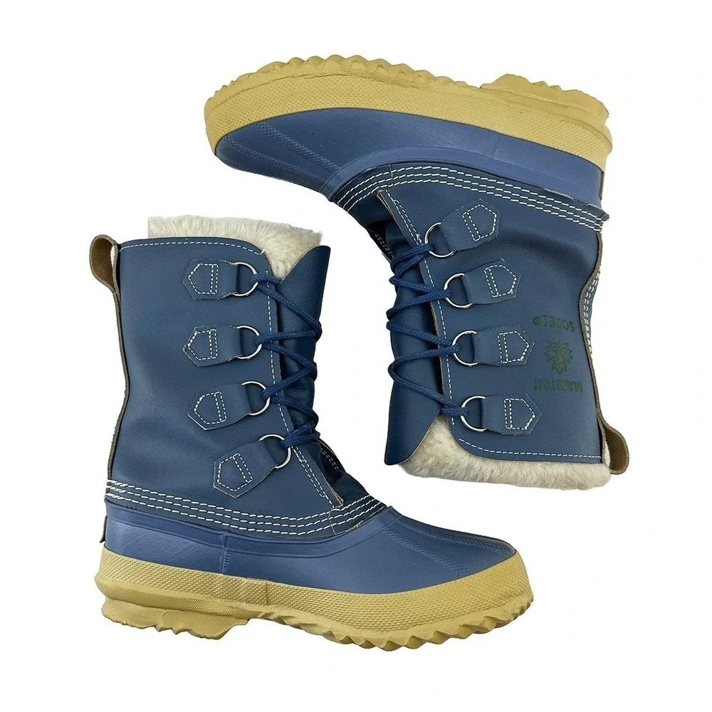 SOREL Vintage Manitou Wool‎ Lined Winter Snow Boots • 5 • blue • gorpcore ski
